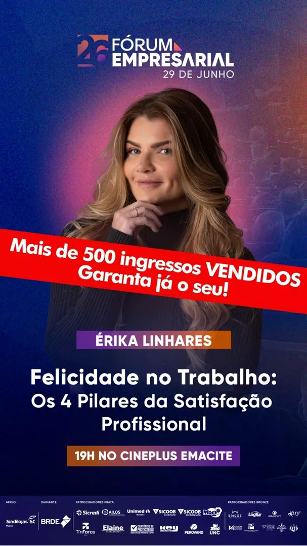 Fórum Empresarial já reúne mais de 500 participantes confirmados para palestra com Érika Linhares